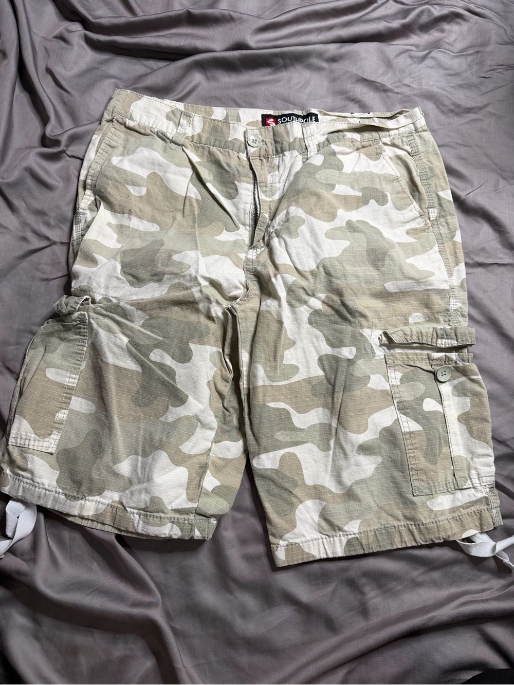 South Pole Men’s Desert Camo Cargo Shorts - Tan/White/Green